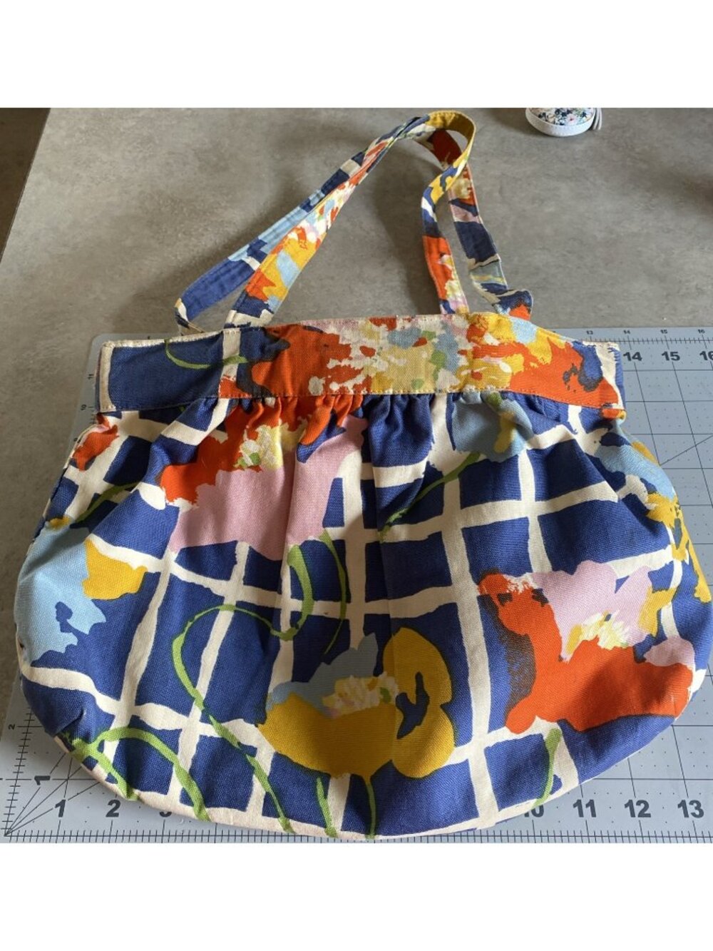 Vintage MARGARET SMITH Fabric Handbag Gardiner Maine Top Handles Floral Print